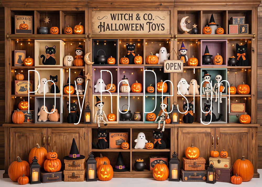 Avezano Witch Toy Shop Halloween Photography Backdrop Designed By Polly Ro Design