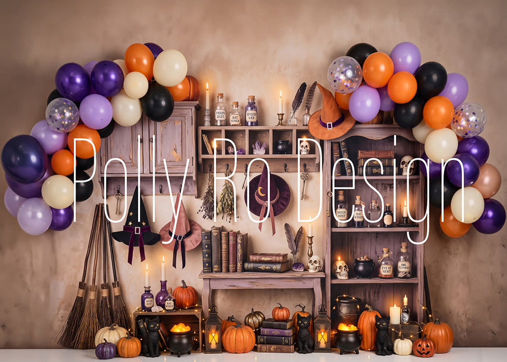 Avezano Witch Balloon Arch Halloween Photography Backdrop Designed By Polly Ro Design