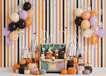 Avezano Striped Ghost Halloween Photography Backdrop Designed By Polly Ro Design