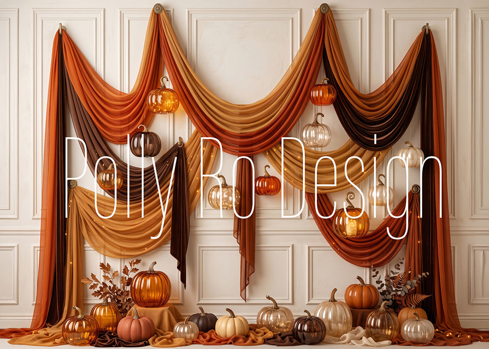 Avezano Autumn Draped Pumpkin Photography Backdrop Designed By Polly Ro Design