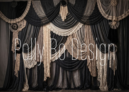 Avezano Vintage Lace Draped Curtain Photography Backdrop Designed By Polly Ro Design