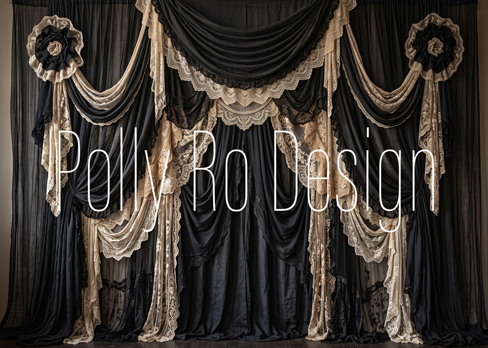 Avezano Retro Lace Layered Curtain Photography Backdrop Designed By Polly Ro Design