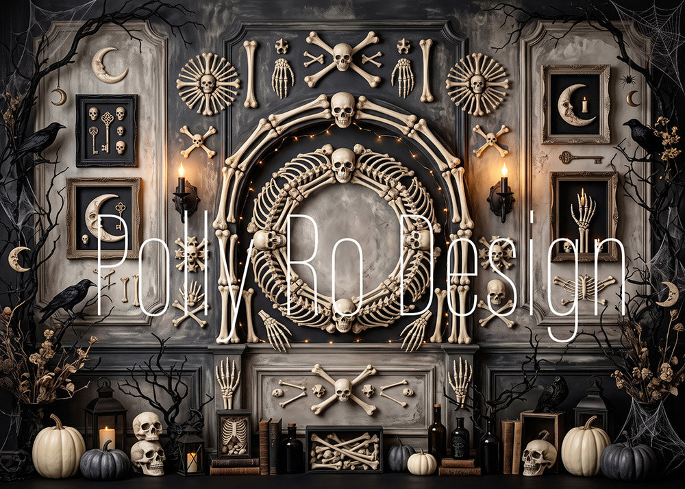Avezano Skeleton Wall Gothic Halloween Photography Backdrop Designed By Polly Ro Design