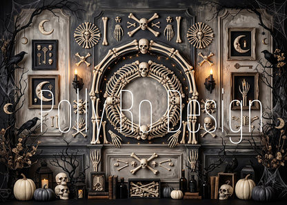 Avezano Skeleton Wall Gothic Halloween Photography Backdrop Designed By Polly Ro Design