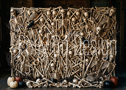 Avezano Dense Skeleton Halloween Photography Backdrop Designed By Polly Ro Design