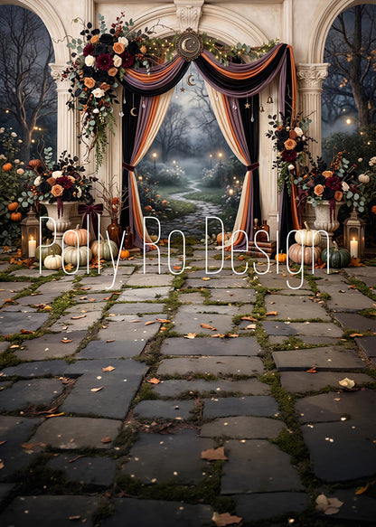 Avezano Gothic Arch Pumpkin Halloween Photography Backdrop Designed By Polly Ro Design