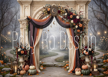 Avezano Vintage Stone Arch Halloween Photography Backdrop Designed By Polly Ro Design