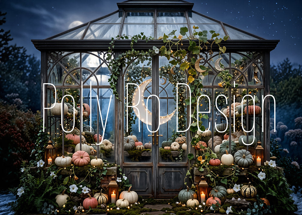 Avezano Night Greenhouse Pumpkin Photography Backdrop Designed By Polly Ro Design