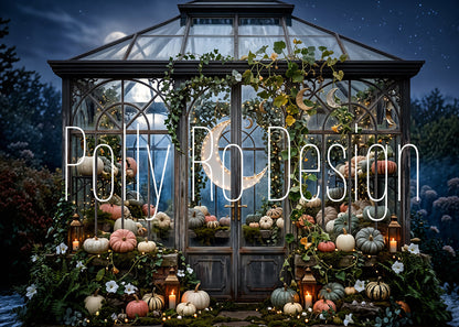 Avezano Night Greenhouse Pumpkin Photography Backdrop Designed By Polly Ro Design