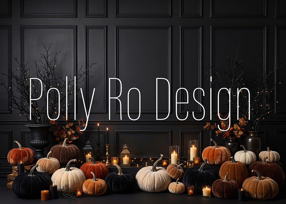 Avezano Dark Wall Pumpkin Candle Photography Backdrop Designed By Polly Ro Design