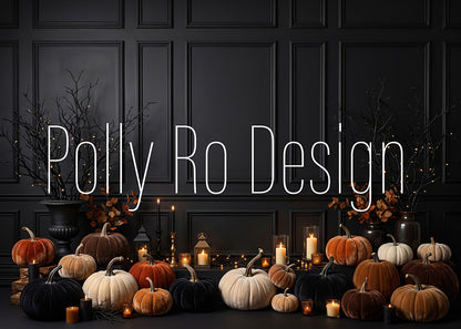 Avezano Dark Wall Pumpkin Candle Photography Backdrop Designed By Polly Ro Design