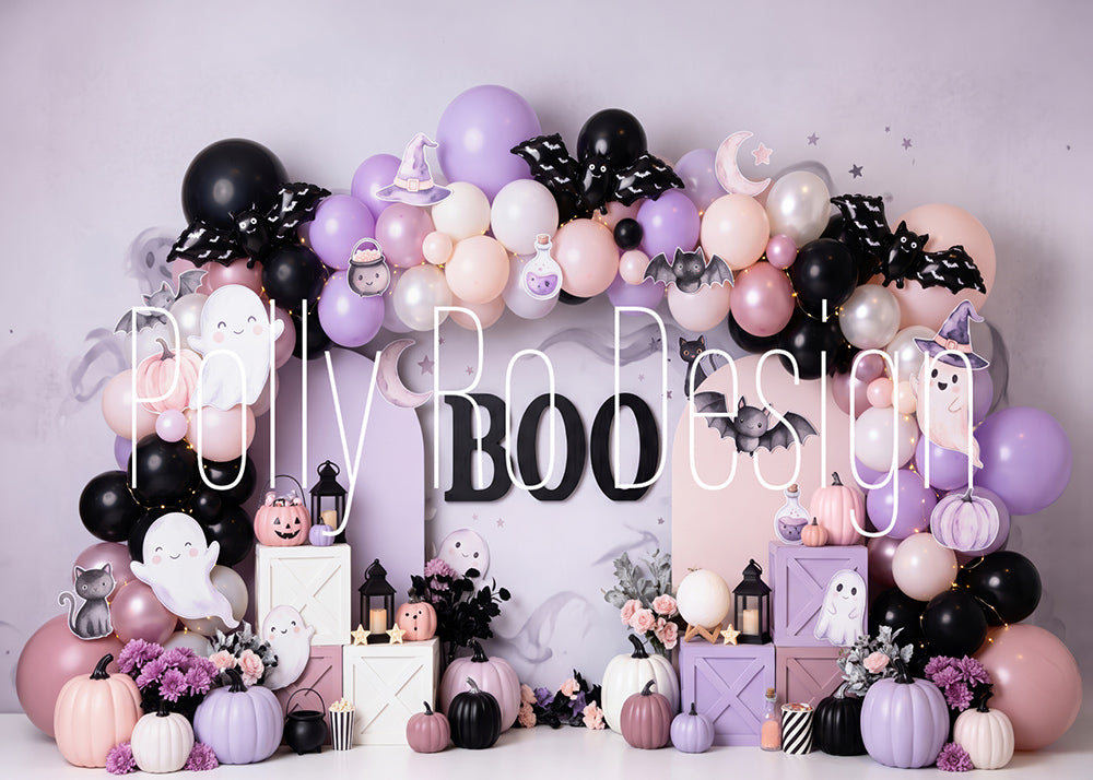 Avezano Pastel Halloween Balloon Photography Backdrop Designed By Polly Ro Design