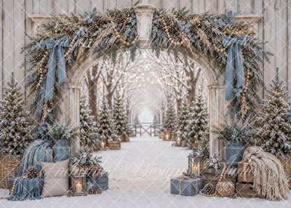 Avezano Dusty Blue Christmas Archway Backdrop Designed By Enchanted Design Studio
