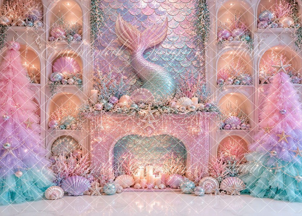 Avezano Mermaid Underwater Fireplace Backdrop Designed By Enchanted Design Studio