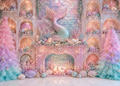 Avezano Mermaid Underwater Fireplace Backdrop Designed By Enchanted Design Studio