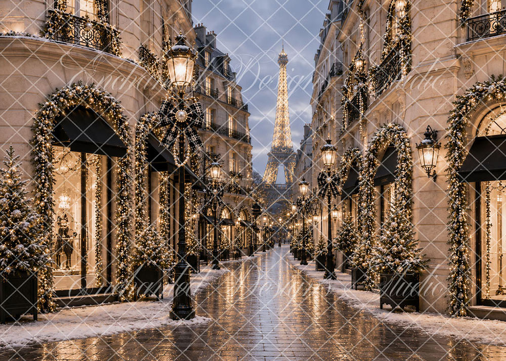 Avezano Paris Eiffel Tower Christmas Street Backdrop Designed By Enchanted Design Studio
