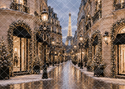 Avezano Paris Eiffel Tower Christmas Street Backdrop Designed By Enchanted Design Studio