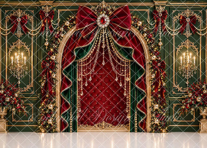 Avezano Luxury Red Bow Christmas Arch Backdrop Designed By Enchanted Design Studio