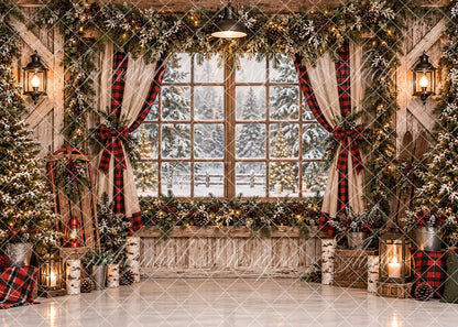 VIP Avezano Winter Cabin Window Christmas Photography Backdrop by Enchanted Design Studio