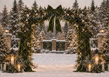 Avezano Outdoor Green Velvet Christmas Arch Backdrop Designed By Enchanted Design Studio