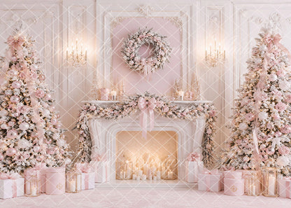 Avezano Soft Pink Pastel Christmas Fireplace Backdrop Designed By Enchanted Design Studio