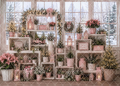 Avezano Pink Farmhouse Christmas Window Backdrop Designed By Enchanted Design Studio