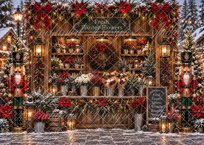 Avezano Christmas Nutcracker Flower Market Booth Backdrop Designed By Enchanted Design Studio