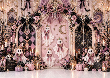 Avezano Pink Ghost Bow Halloween Arch Backdrop Designed By Enchanted Design Studio