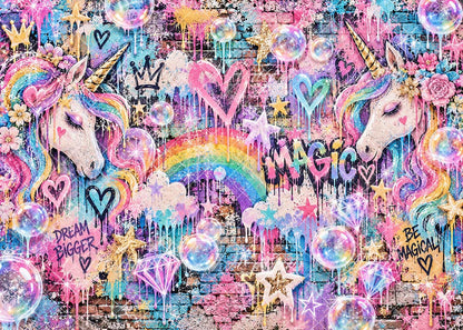 Avezano Graffiti Rainbow Unicorn Magic Bubble Backdrop Designed By Enchanted Design Studio