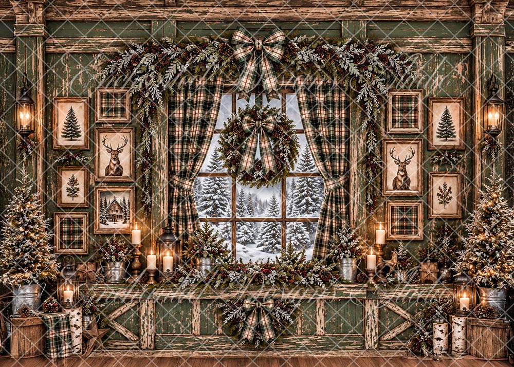 Avezano Farmhouse Deer Frame Window Christmas Backdrop Designed By Enchanted Design Studio