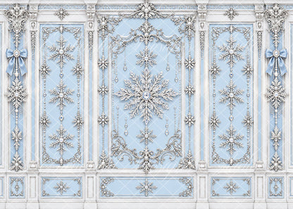 Avezano Light Blue Snowflake Ornate Wall Winter Backdrop Designed By Enchanted Design Studio