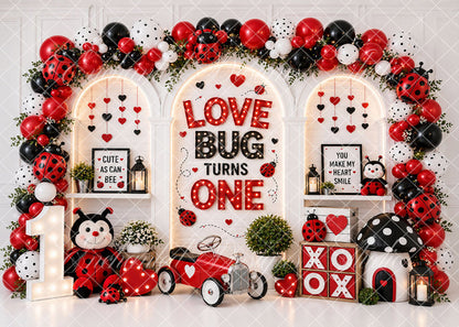 Avezano Love Bug Turns One Ladybug 1st Birthday Backdrop Designed By Enchanted Design Studio