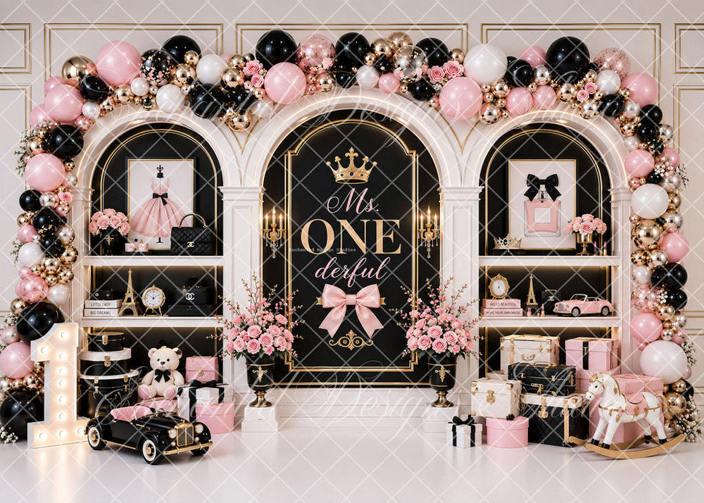 Avezano Ms Onederful Pink Black Fashion Girl Backdrop Designed By Enchanted Design Studio