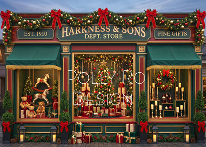 Avezano Vintage Christmas Department Store Window Photography Backdrop Designed By Polly Ro Design