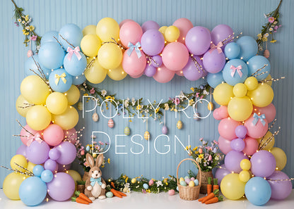 Avezano Pastel Easter Bunny Balloon Arch Photography Backdrop Designed By Polly Ro Design