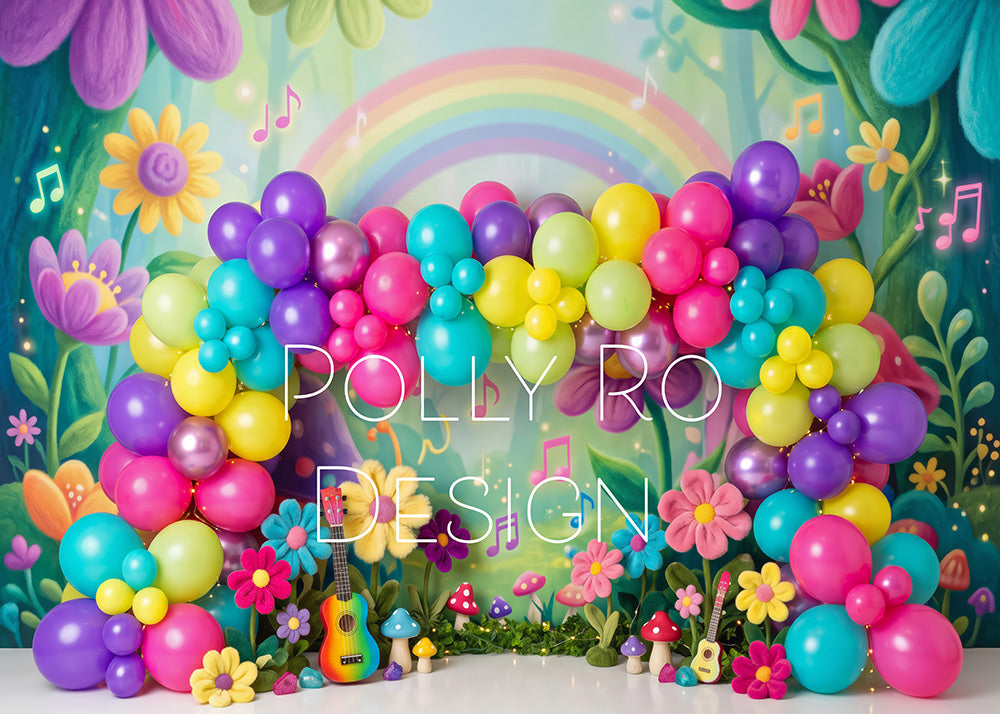 Avezano Colorful Flower Rainbow Music Forest Photography Backdrop Designed By Polly Ro Design