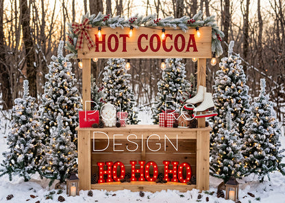 Avezano Winter Snow Hot Cocoa Stand Christmas Photography Backdrop Designed By Polly Ro Design