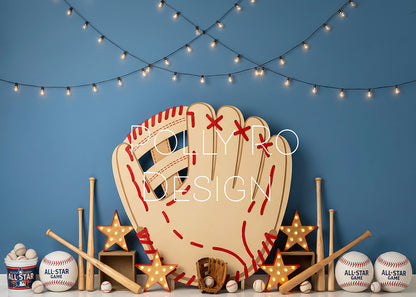 Avezano Blue Baseball Glove Sport Star Photography Backdrop Designed By Polly Ro Design