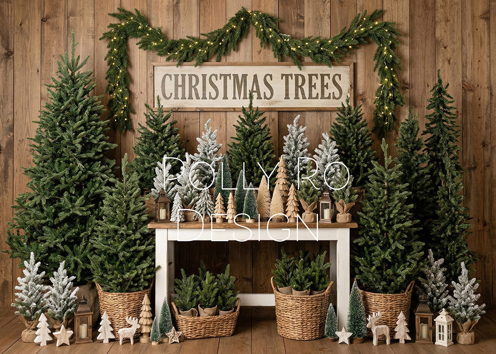 Avezano Rustic Wooden Christmas Tree Farm Photography Backdrop Designed By Polly Ro Design