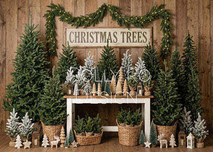 Avezano Rustic Wooden Christmas Tree Farm Photography Backdrop Designed By Polly Ro Design