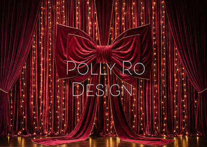 Avezano Burgundy Velvet Bow Curtain Fairy Light Photography Backdrop Designed By Polly Ro Design