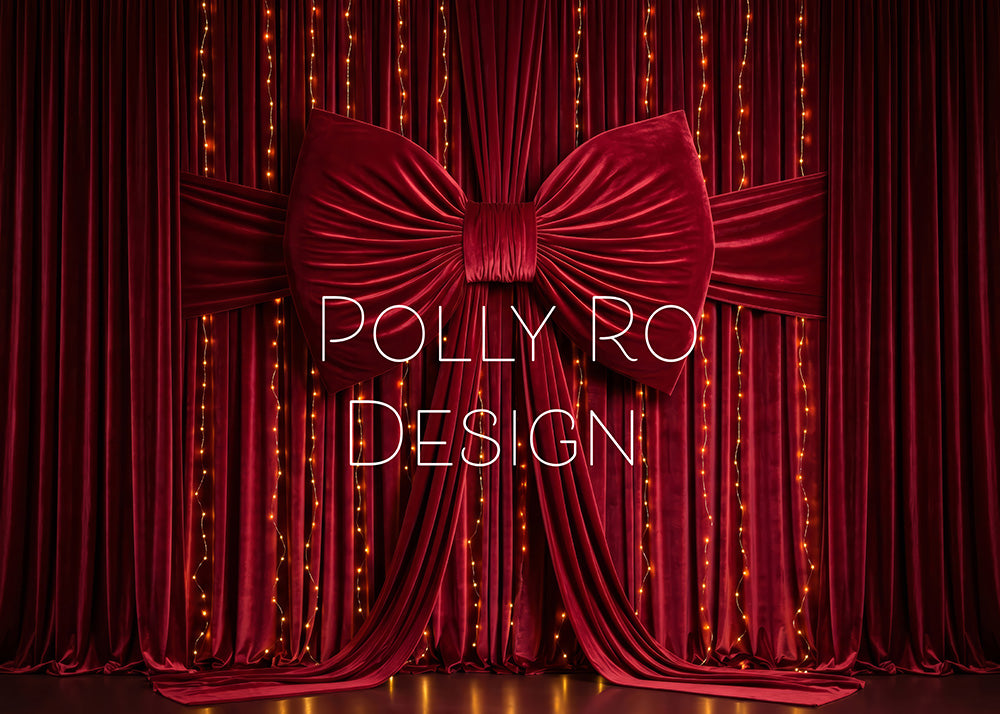 Avezano Red Velvet Giant Bow Curtain Christmas Photography Backdrop Designed By Polly Ro Design