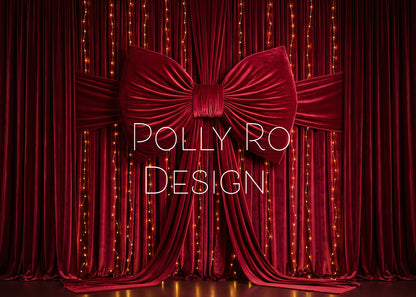 Avezano Red Velvet Giant Bow Curtain Christmas Photography Backdrop Designed By Polly Ro Design