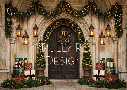 Avezano Gothic Arch Door Christmas Gift Lantern Photography Backdrop Designed By Polly Ro Design