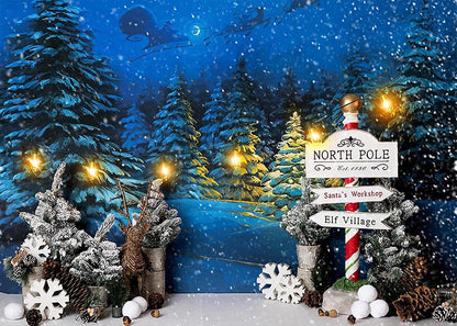 Clearance Sale Avezano North Pole Christmas Winter Photography Backdrop