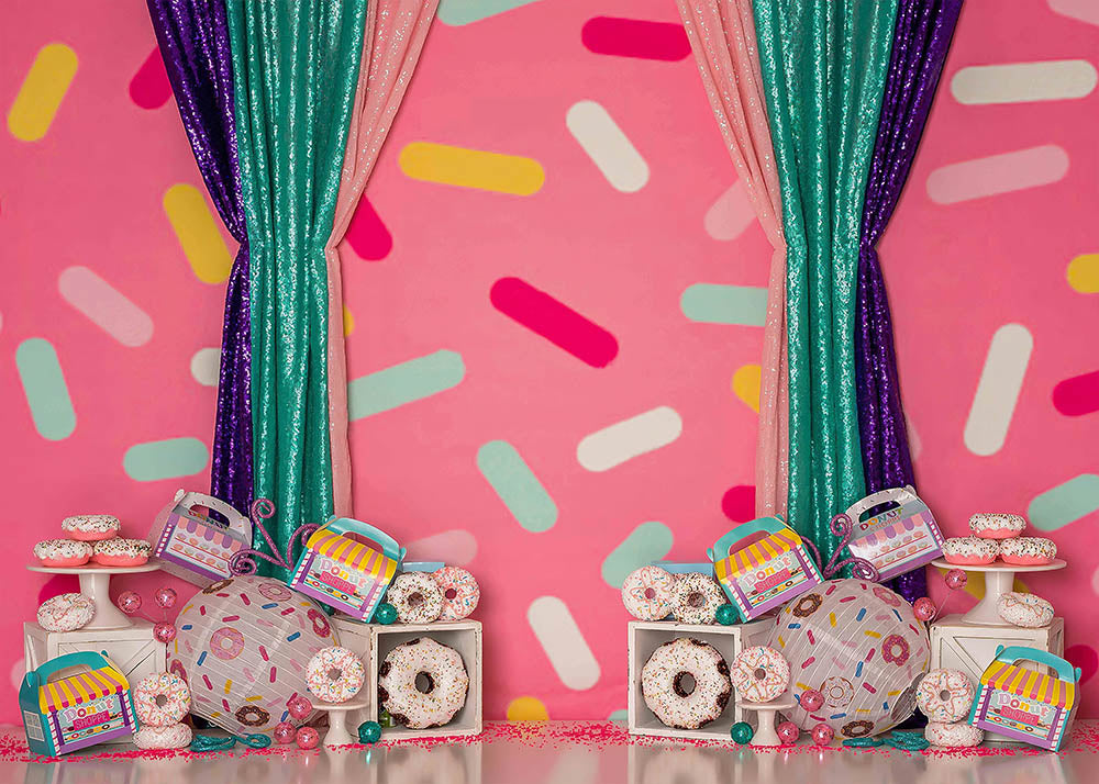 VIP Clearance Sale Avezano Pink Sprinkle Donut Candy Photography Backdrop
