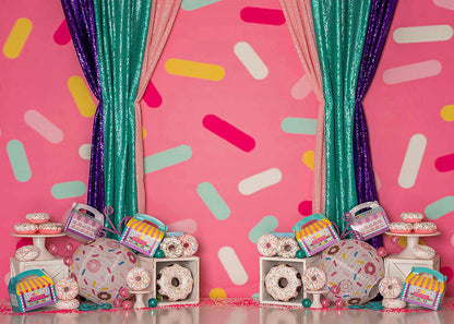 VIP Clearance Sale Avezano Pink Sprinkle Donut Candy Photography Backdrop