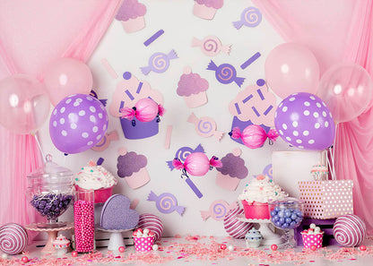 Clearance Sale Avezano Pink Purple Candy Party Photography Backdrop