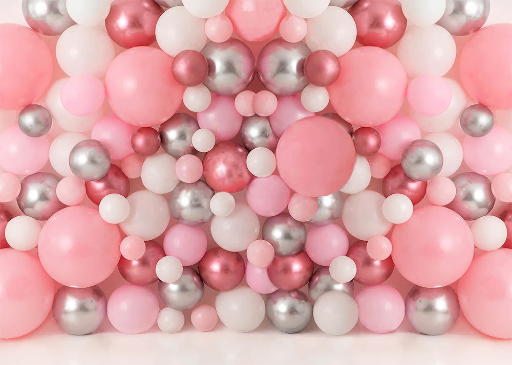VIP Clearance Sale Avezano Pink Silver Balloon Wall Photography Backdrop