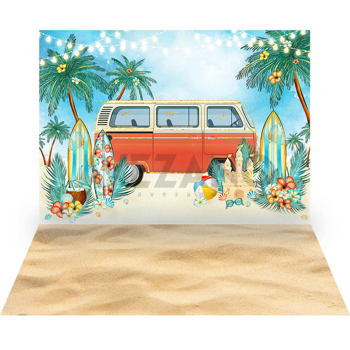 Avezano Summer Beach Car 2 pcs Set Backdrop-AVEZANO